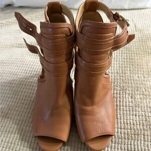 Michael Kors Tan Strappy Open-Toe Ankle Boots